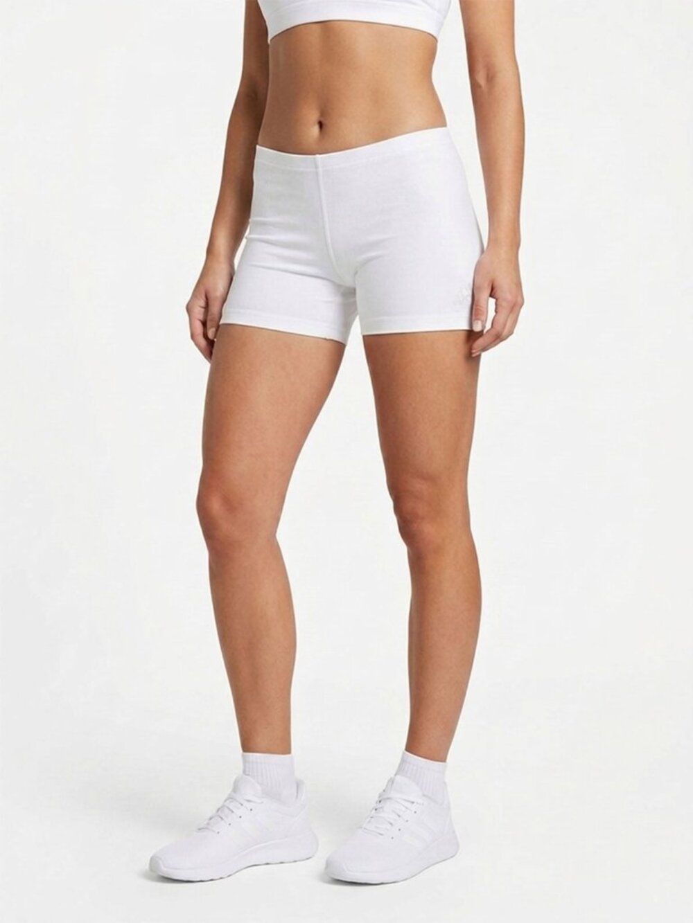 Adidas Climalite White Biker Shorts Women Size L Stretch Mid Rise Yoga Workout